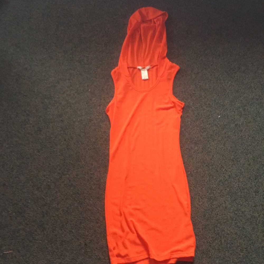 Orange, Hooded, Tank Top
